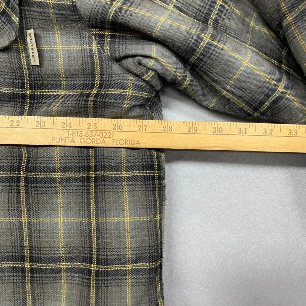 Wolverine Mens XXL Jacket Gray Plaid Fleece Lined Flannel Shacket Zip Up Warm